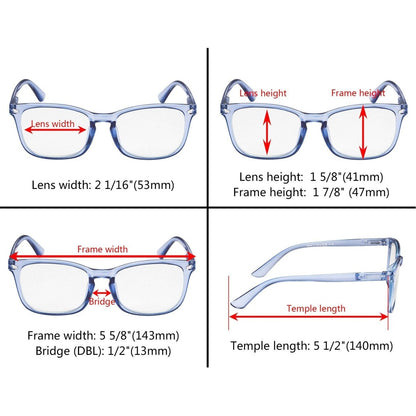 10 Pack Chic Rectangle Fully Magnified Reading Glasses RT1801eyekeeper.com