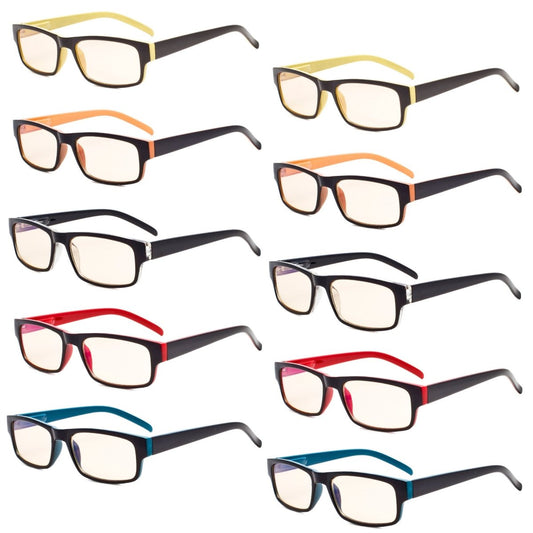 10 Pack Retro Rectangle Blue Light Filter Reading Glasses CG054eyekeeper.com