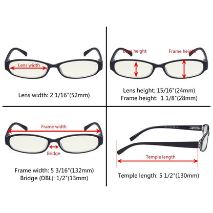 10 Pack Small Lens Rectangle Blue Light Filter Reading Glasses UVR9104Keyekeeper.com