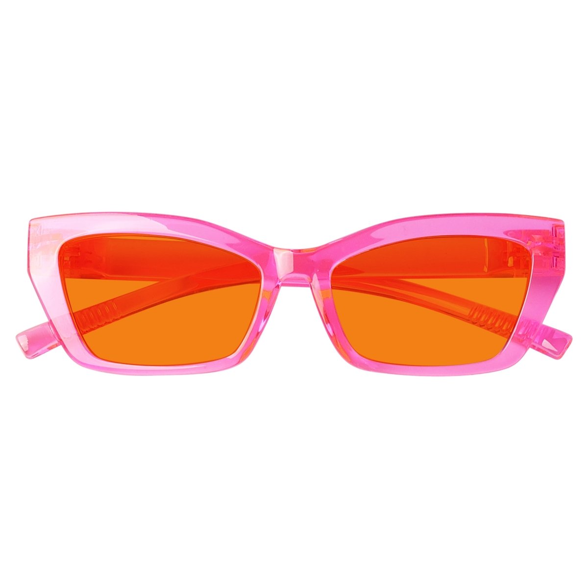 100% Blue Blocking Glasses Orange Lens Cat - eye Metalless Screwless R2516 - B98eyekeeper.com