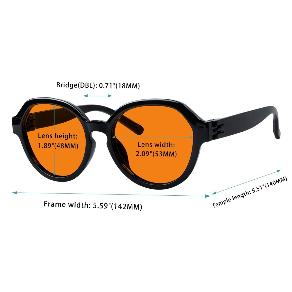 100% Blue Blocking Orange Glasses Oversized Metalless Nighttime Eyewear R2317 - B98eyekeeper.com