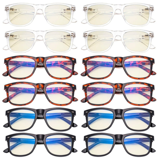 12 Pack Square Blue Light Blocking Reading Glasses Vintage Computer Readers UVR080eyekeeper.com