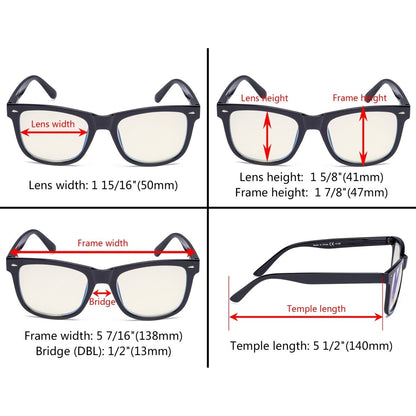 12 Pack Square Blue Light Blocking Reading Glasses Vintage Computer Readers UVR080eyekeeper.com