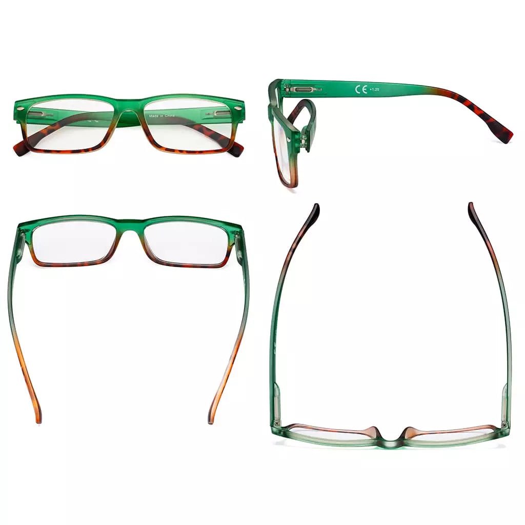 12 Pack Stylish Rectangle Reading Glasses Ladies Readers R108Deyekeeper.com