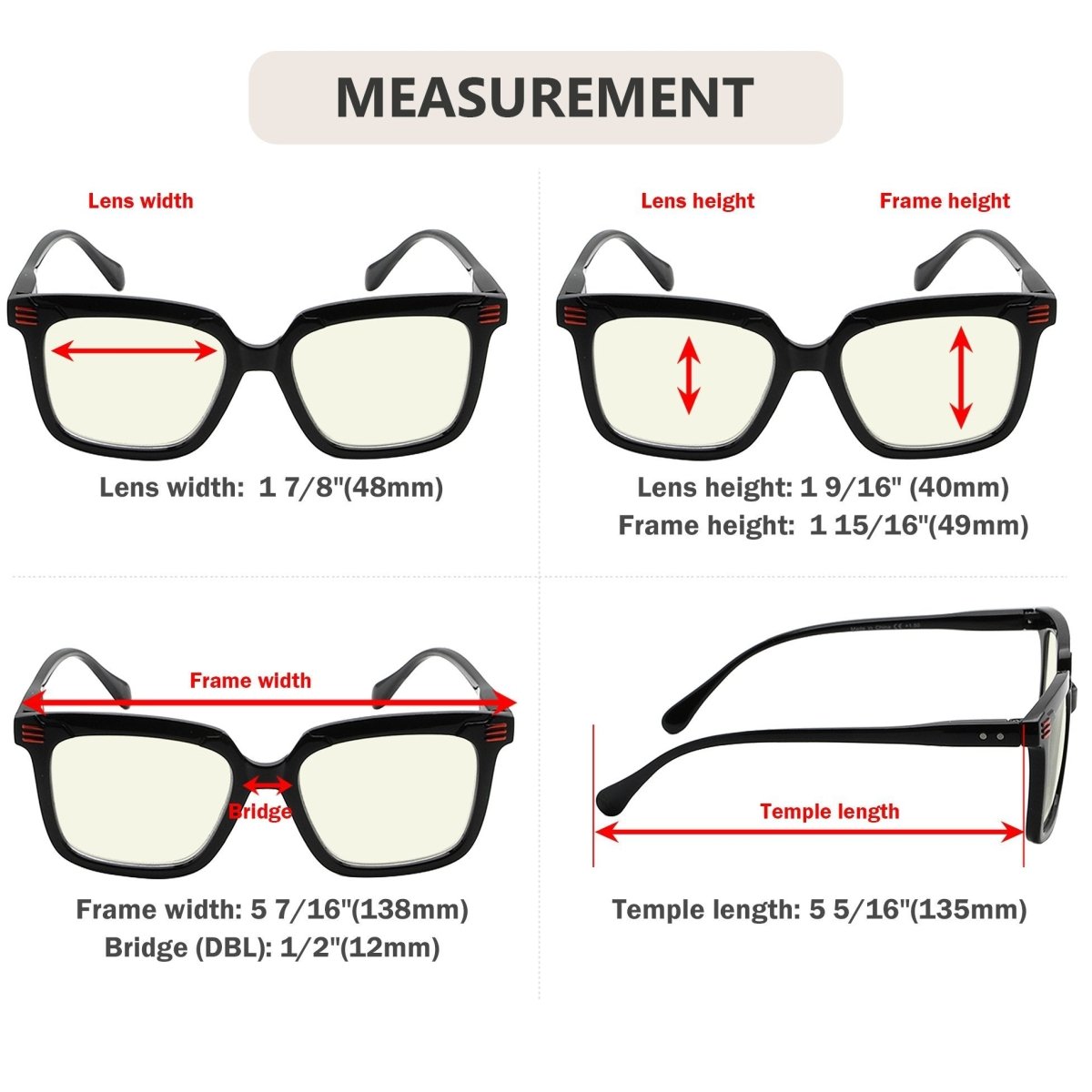 12 Pack Stylish Square Blue Light Filter Reading Glasses UV2108eyekeeper.com