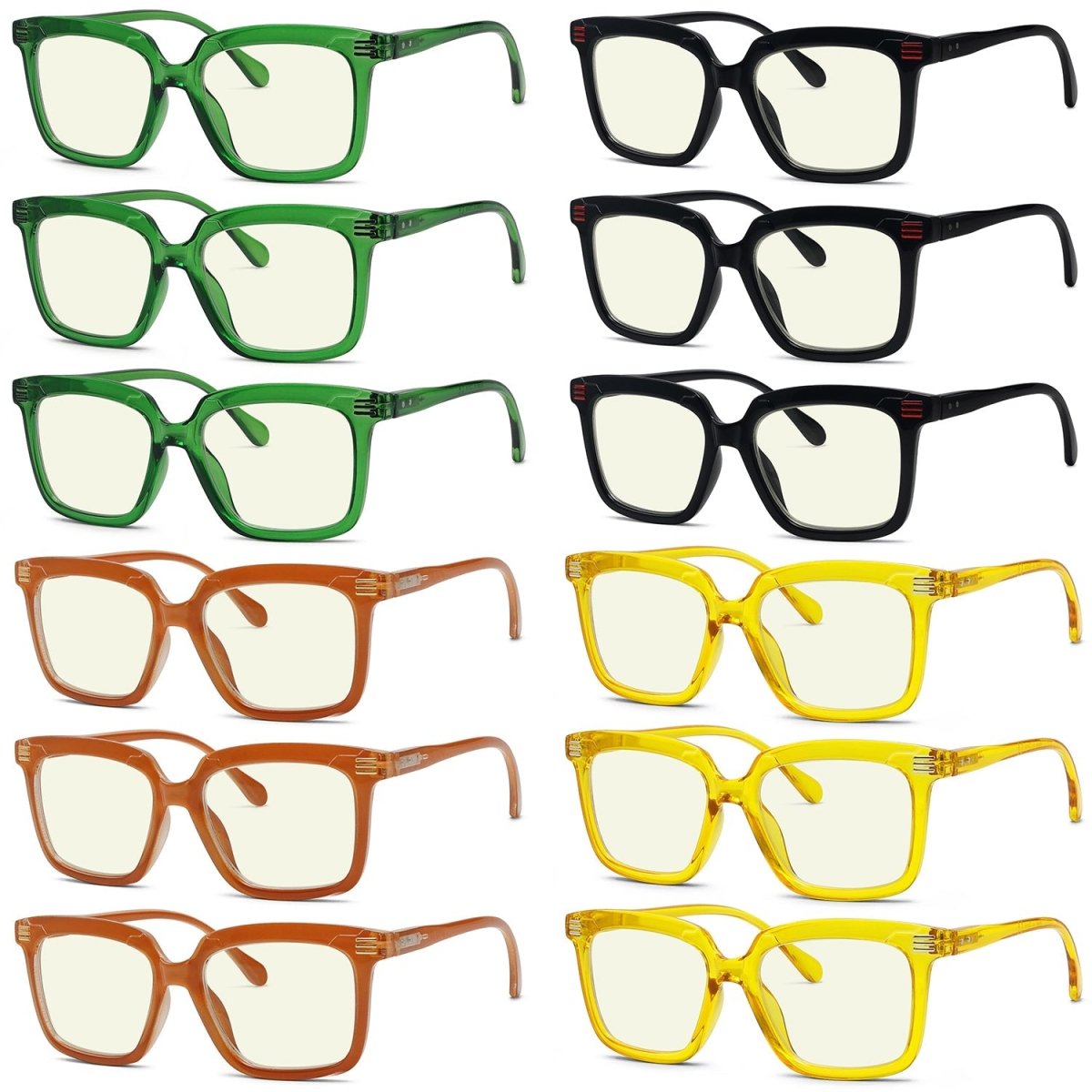 12 Pack Stylish Square Blue Light Filter Reading Glasses UV2108eyekeeper.com