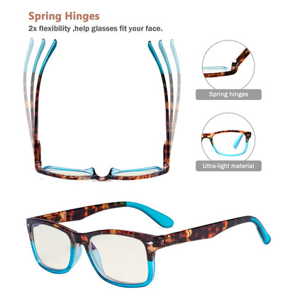 12 Pack Two - toned Tortoise Blue Light Blocking Reading Glasses UVR075Deyekeeper.com