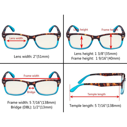 12 Pack Two - toned Tortoise Blue Light Blocking Reading Glasses UVR075Deyekeeper.com