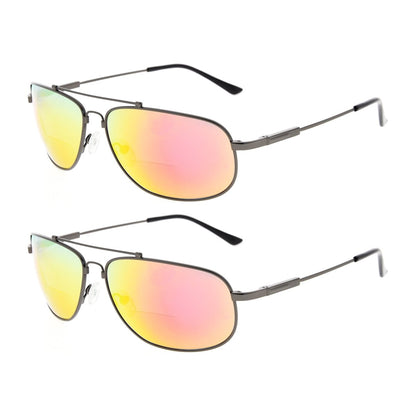 2 Pack Modern Metal Bifocal Reading Sunglasses Chic Readers SG1803eyekeeper.com