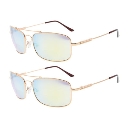 2 Pack Rectangle Metal Bifocal Reading Sunglasses Chic Readers SG1805eyekeeper.com