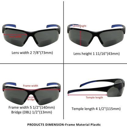 2 Pack TR90 Half - Rim Sport Bifocal Reading Sunglasses TH6186PGSGeyekeeper.com