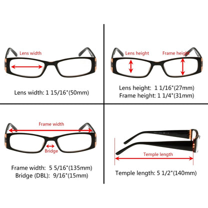 3 Pack Stylish Reading Glasses Comfort Spring Hinges Readers 3PKR006eyekeeper.com