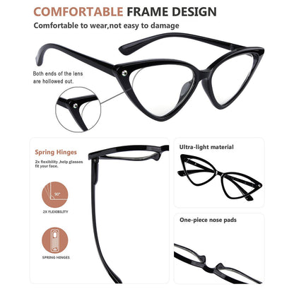 4 Pack Cat - eye Reading Glasses Stylish Readers R2134eyekeeper.com