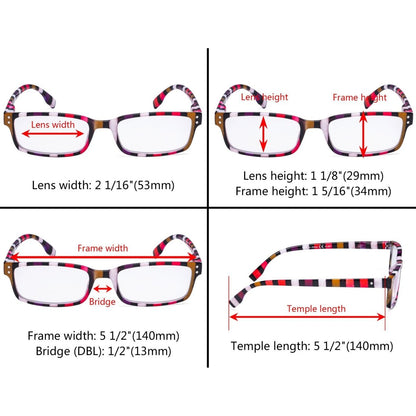 4 Pack Colorful Stripe Design Reading Glasses R097Seyekeeper.com