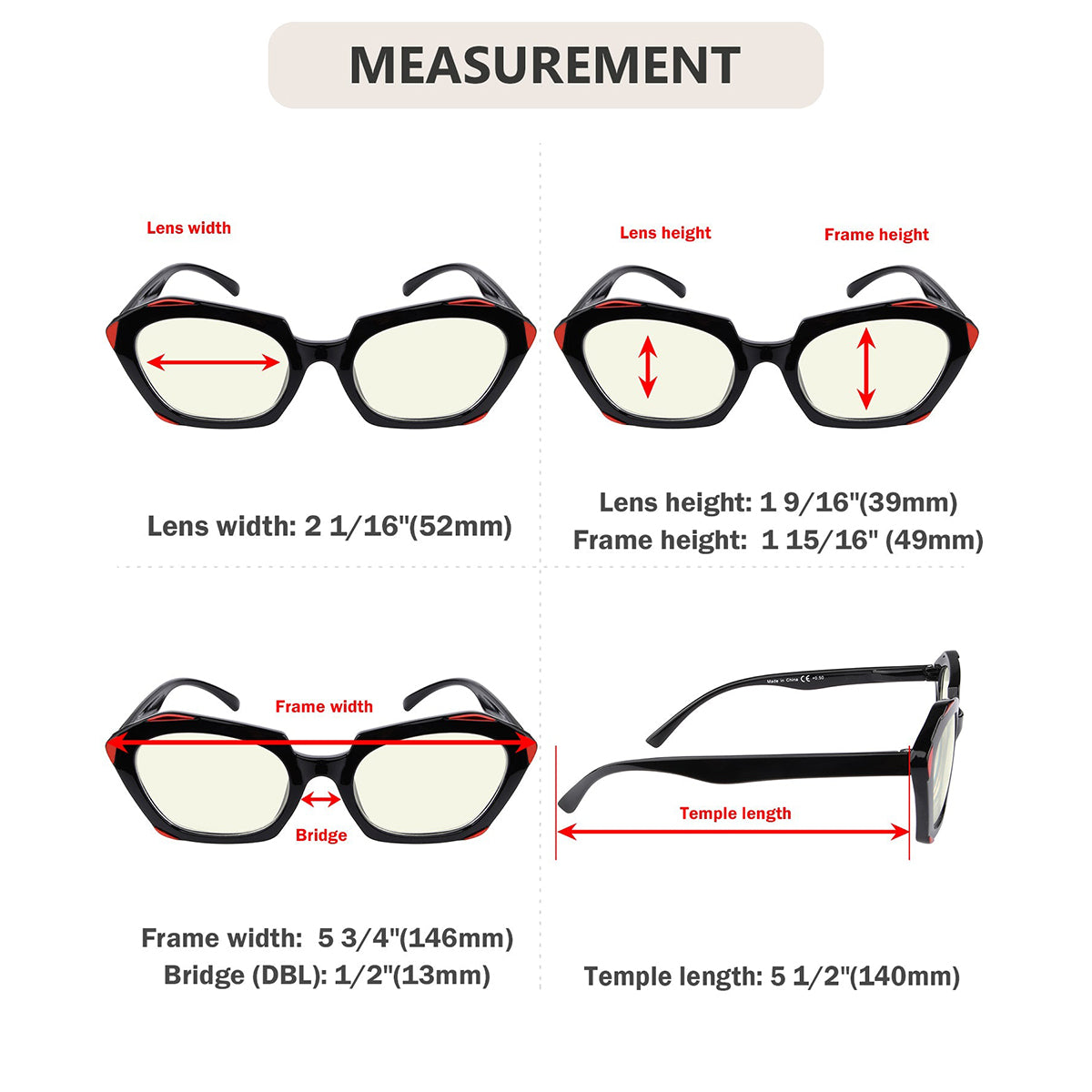 Blue Light Blocking Reading Glasses Dimension