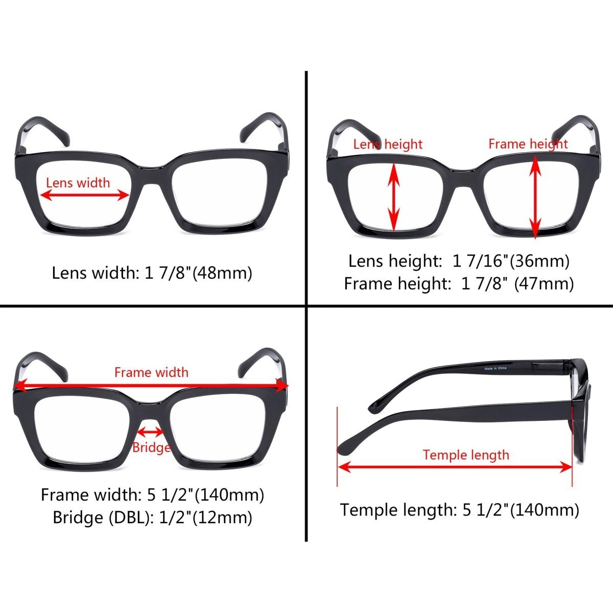 4 Pack Fashionable Reading Glasses Thicker Frame Readers R9106eyekeeper.com