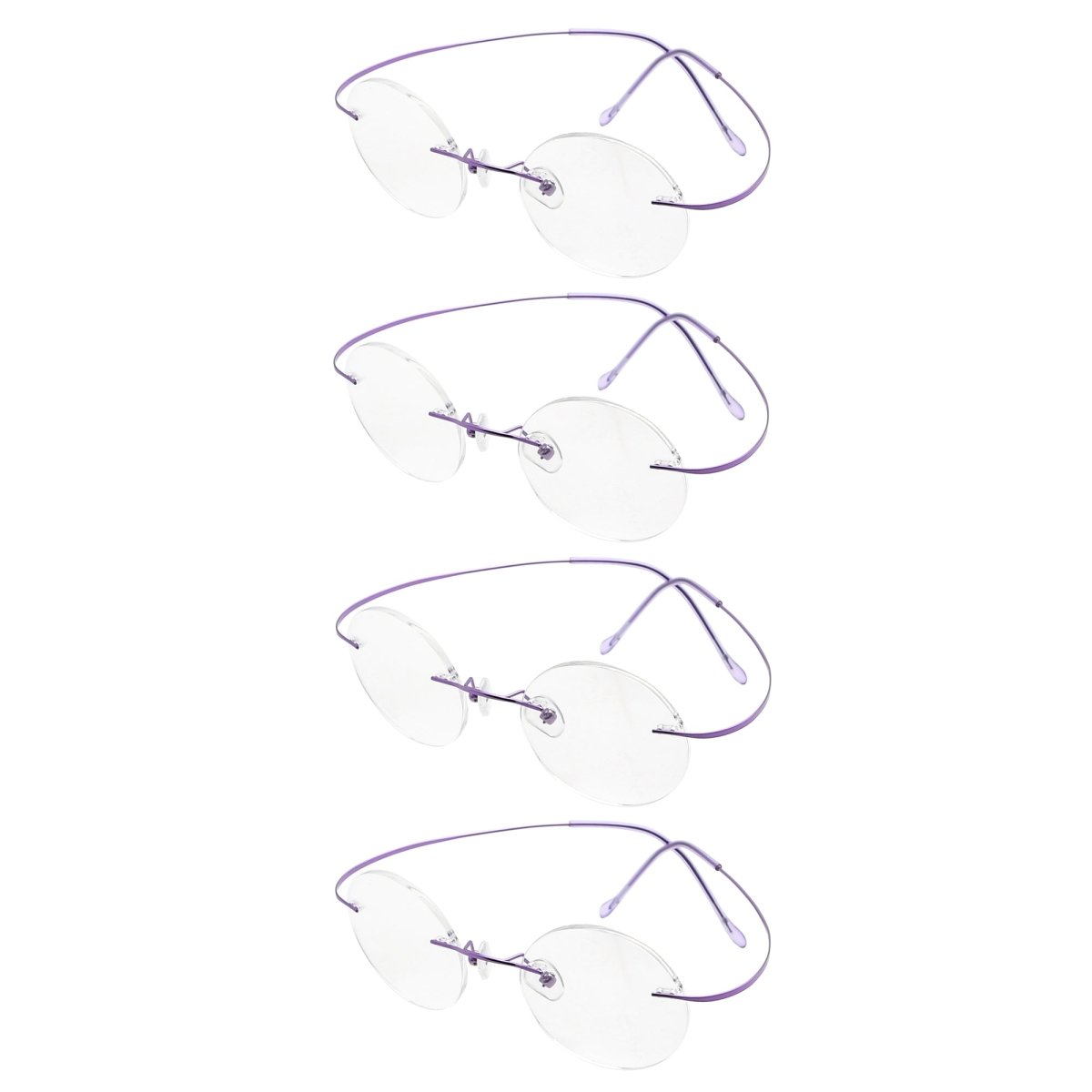 4 Pack Lightweight Round Rimless Eyeglasses Y43eyekeeper.com