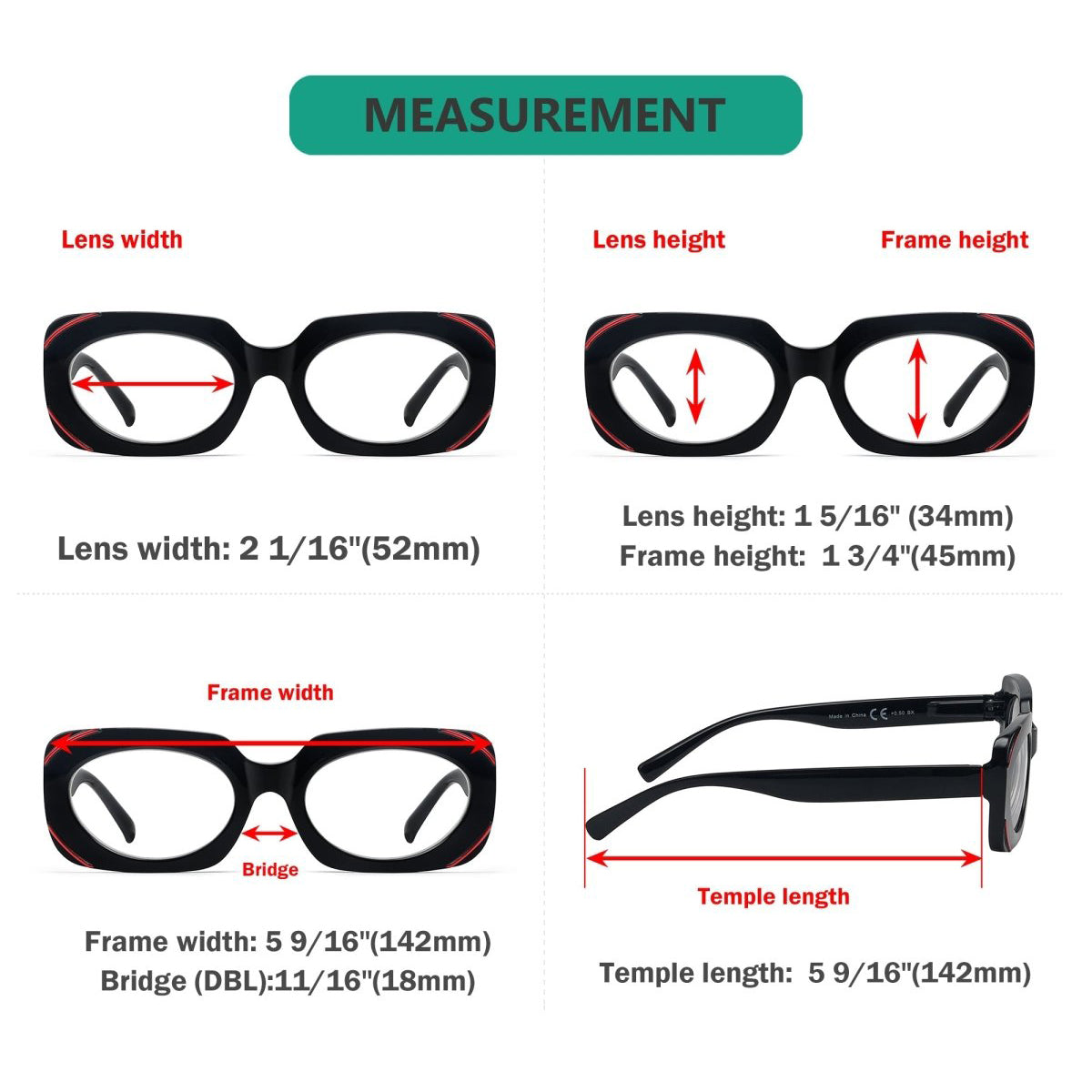 4 Pack Rectangle Reading Glasses Stylish Readers Women R2136eyekeeper.com