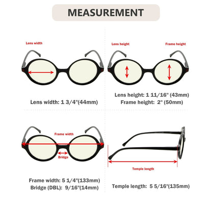 4 Pack Round Blue Light Filter Reading Glasses UVR2025eyekeeper.com