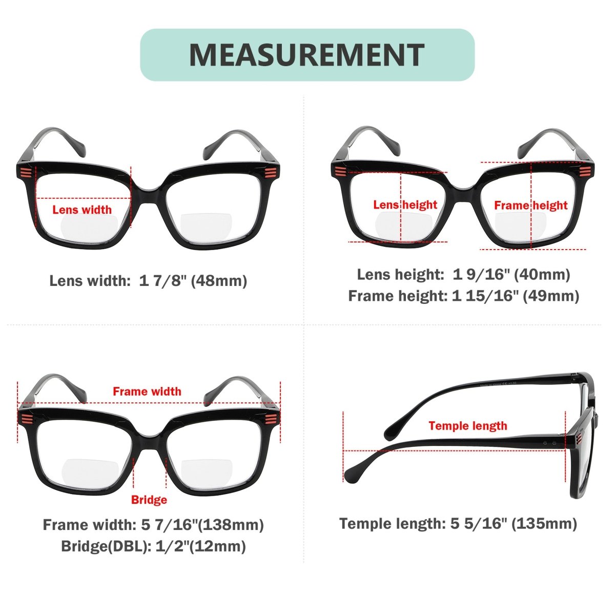 4 Pack Trendy Classic Bifocal Reading Glasses BR2108eyekeeper.com