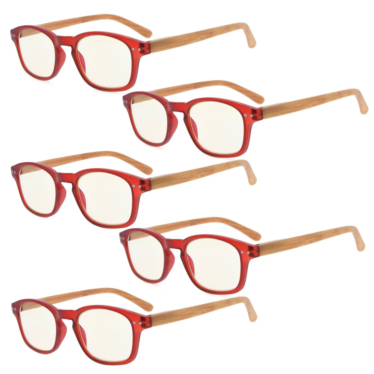 5 Pack Bamboo - look Temples Blue Light Filter Reading Glasses CG034eyekeeper.com