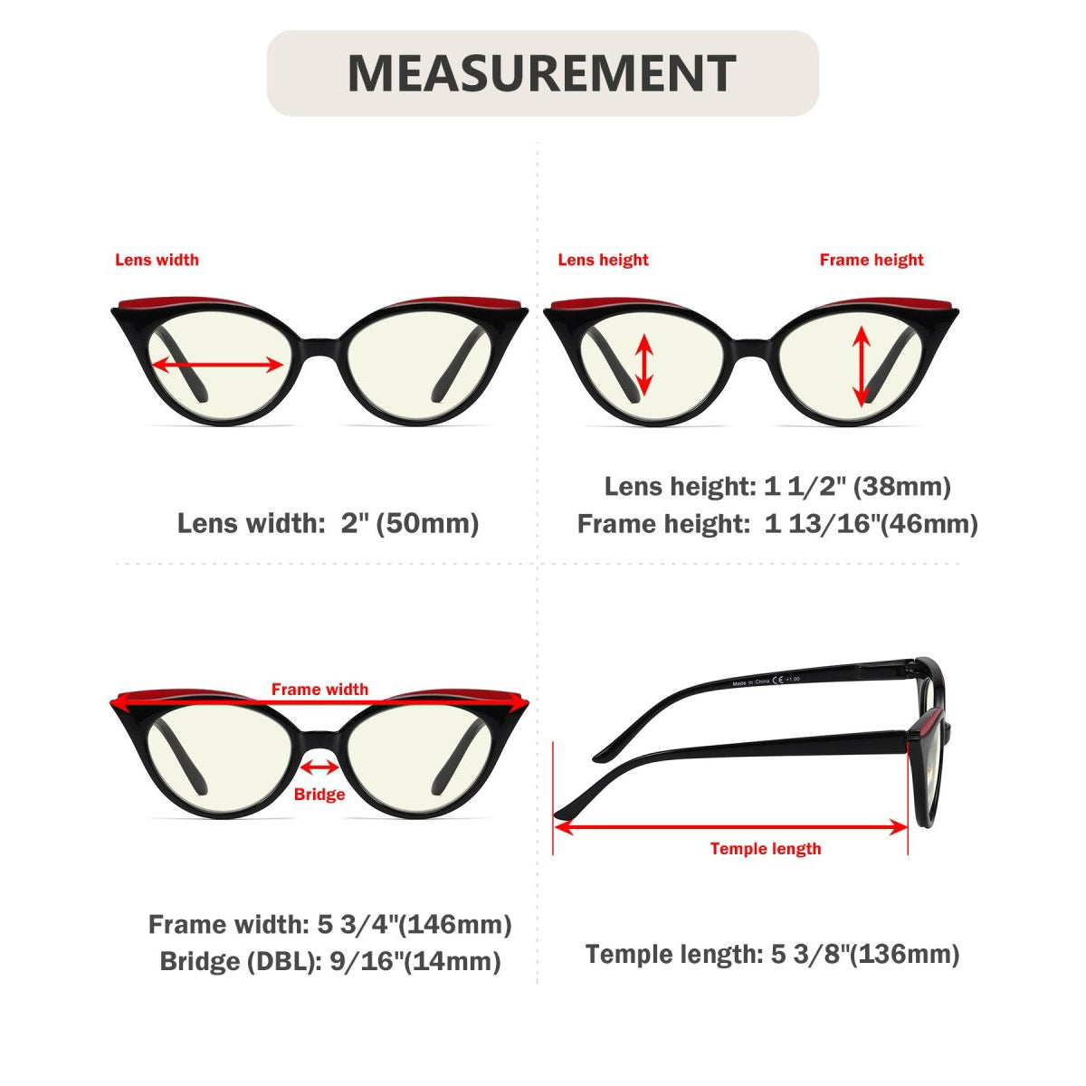 5 Paquete Gafas de lectura de filtro de luz azul de ojo de gato UV2125