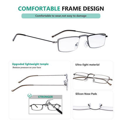 5 Pack Chic Rectangle Reading Glasses Stainless Steel R15004eyekeeper.com