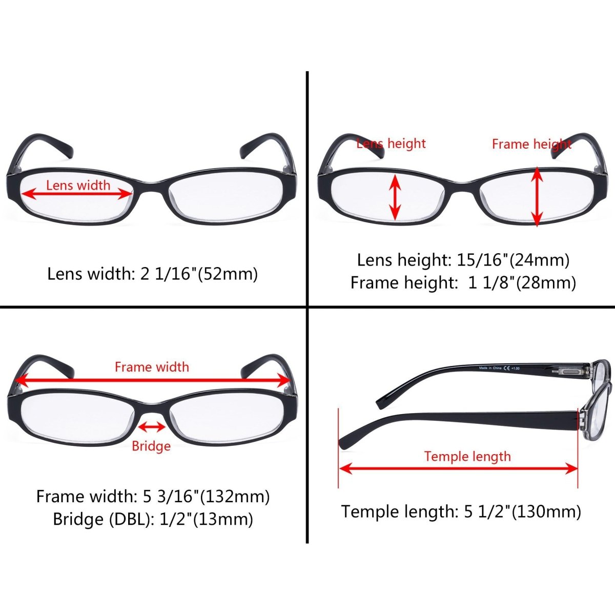 5 Pack Classic Small Reading Glasses Narrow Lens R9104Keyekeeper.com