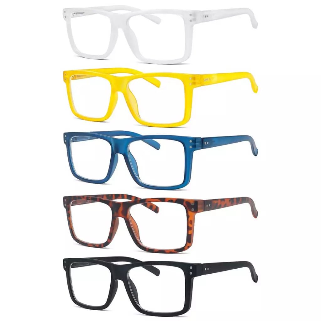 5 Pack Fashionable Large Frame Reading Glasses Rectangle Readers R2142eyekeeper.com