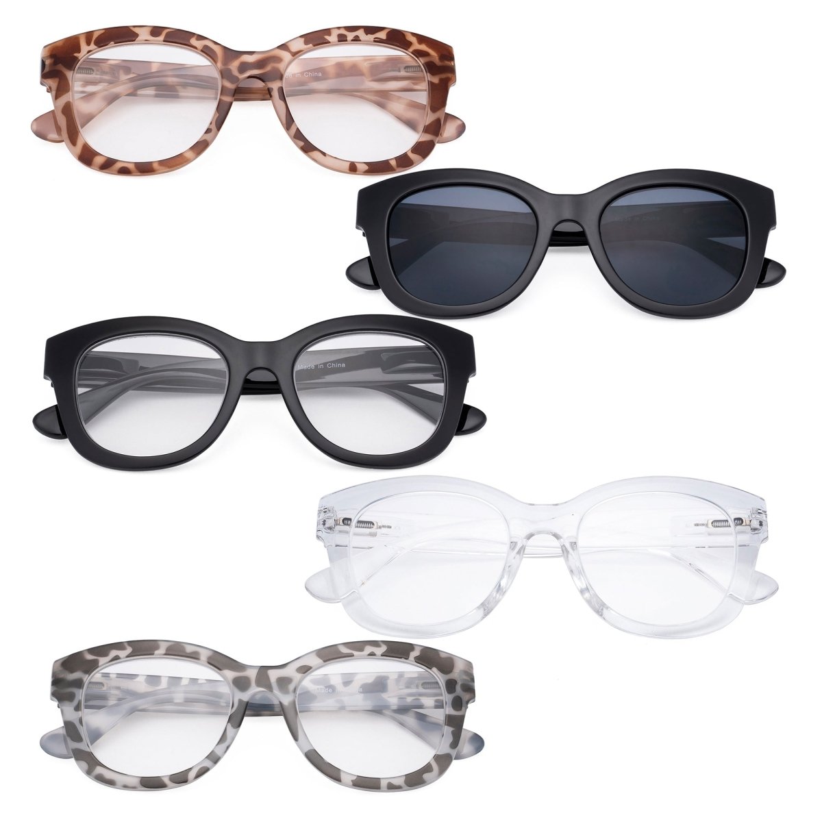 5 Pack Oversized Retro Reading Glasses FH1555eyekeeper.com