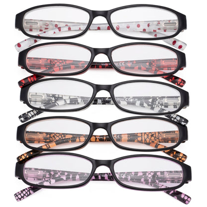 Paquete de 5 gafas de lectura de mujer con brazos de lunares R9104P