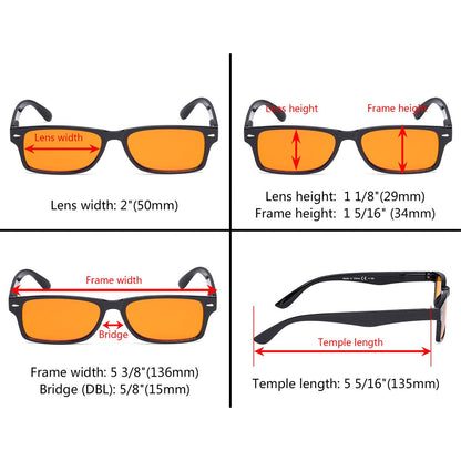 5 Pack Rectangle Blue Light Blocking Reading Glasses DSR066eyekeeper.com