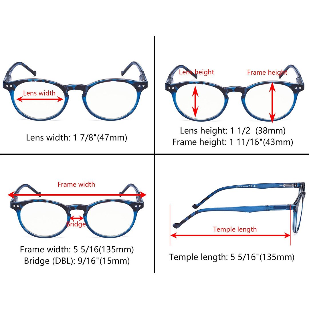 5 Pack Round Stylish Oval narrow Reading Glasses R071Feyekeeper.com