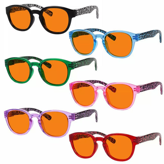 6 Pack 100% Blue Blocking Glasses Orange Lens Metalless Screwless NR124 - B98eyekeeper.com