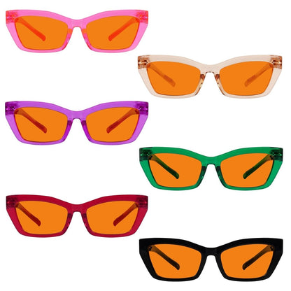 6 Pack 100% Blue Blocking Orange Glasses Cat - eye Metalless Glasses R2516 - B98eyekeeper.com