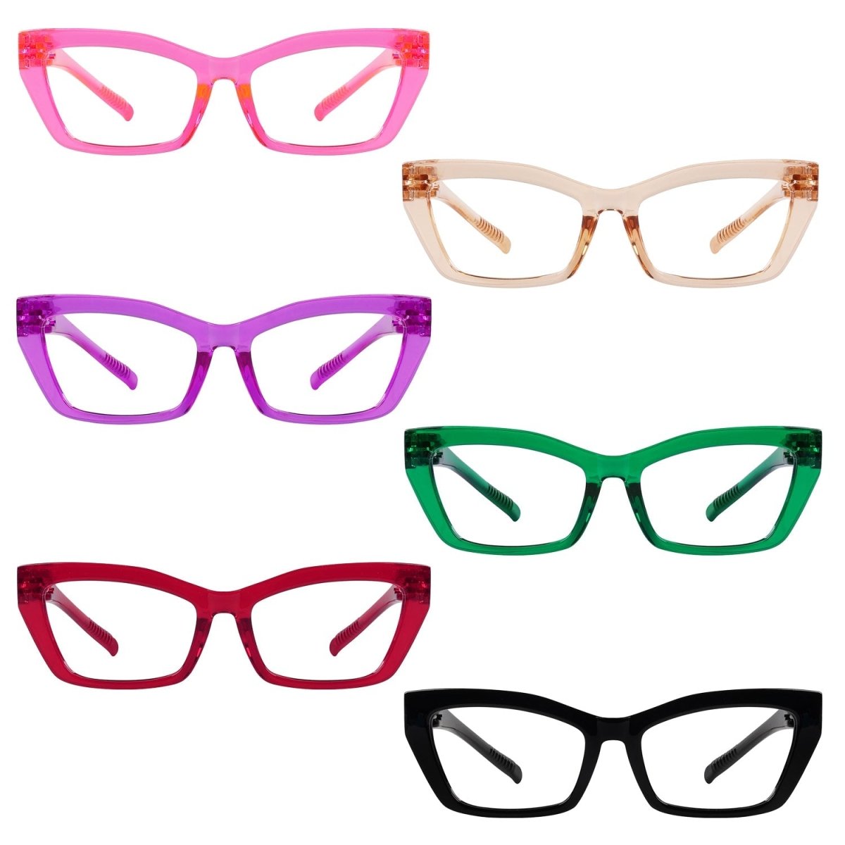 6 Pack 30% Blue Light Blocking Cat - eye Metalless Glasses Screwless R2516 - B15eyekeeper.com