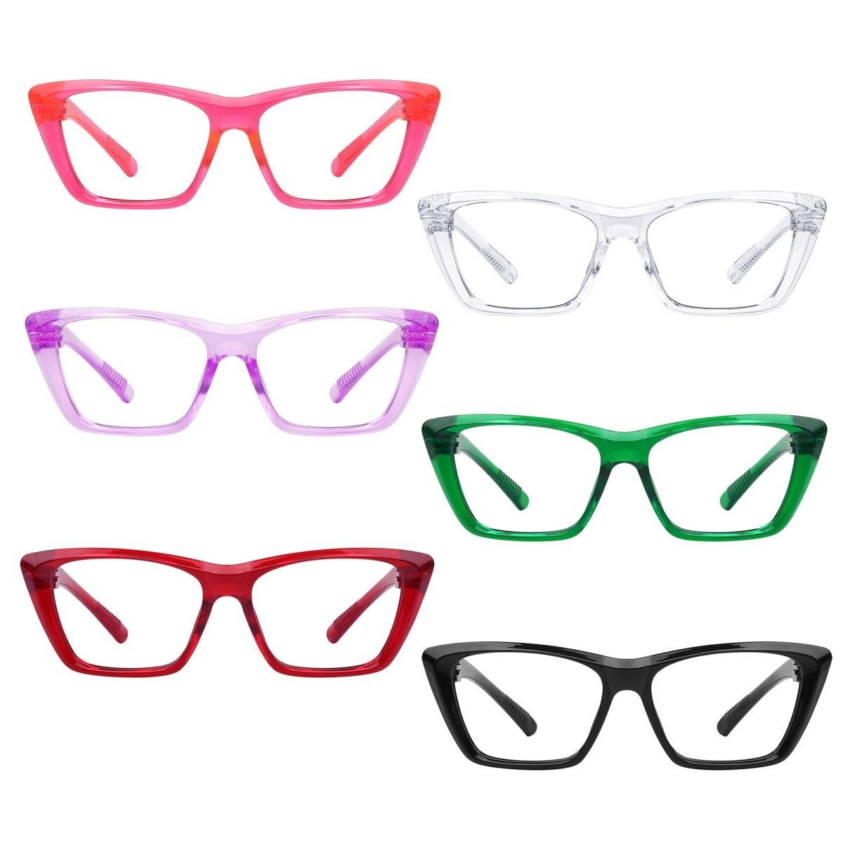 6 Pack 30% Blue Light Blocking Cat - eye Metalless Screwless Glasses R2514 - B15eyekeeper.com