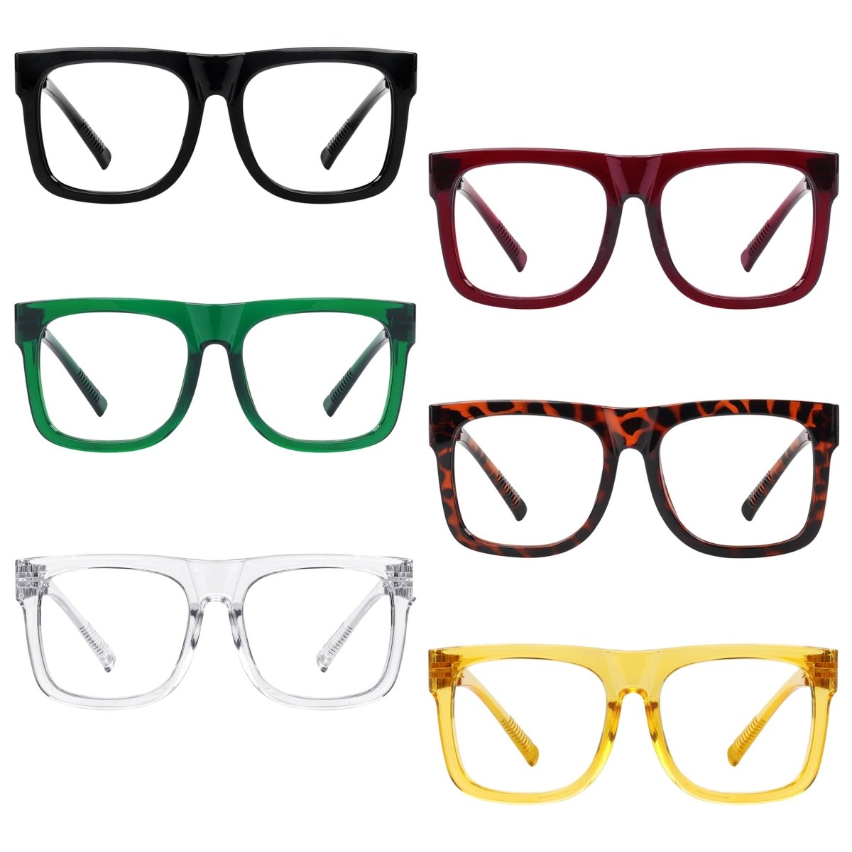 6 Pack 30% Blue Light Blocking Large Frame Metalless Screwless Glasses R2316 - B15eyekeeper.com