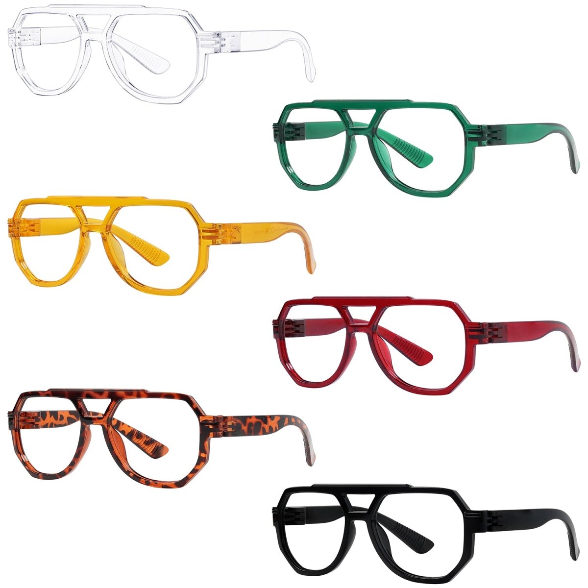 6 Pack 30% Blue Light Blocking Pilot Metalless Screwless Glasses R2309 - B15eyekeeper.com