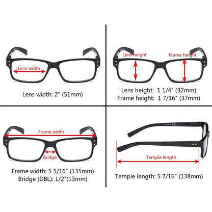 6 Pack Comfort Reading Glasses Rectangle Readers 3 - R032eyekeeper.com