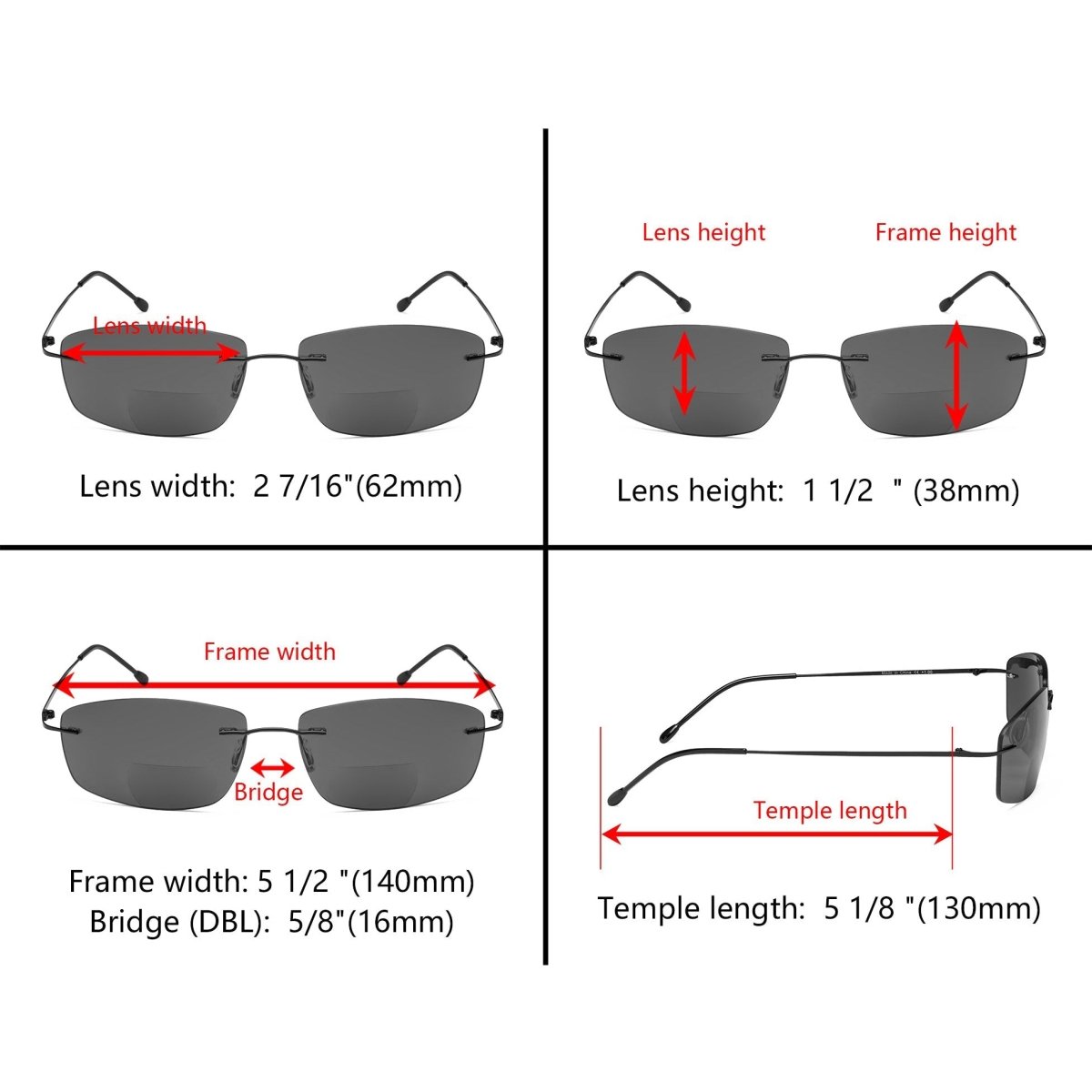 6 Pack Frameless Bifocal Sunglasses Reading Glasses SGWK4eyekeeper.com