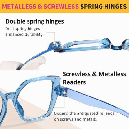 6 Pack Metalless Cat - eye Oversized Thick Spring Hinge Reading Glasses NR2314eyekeeper.com