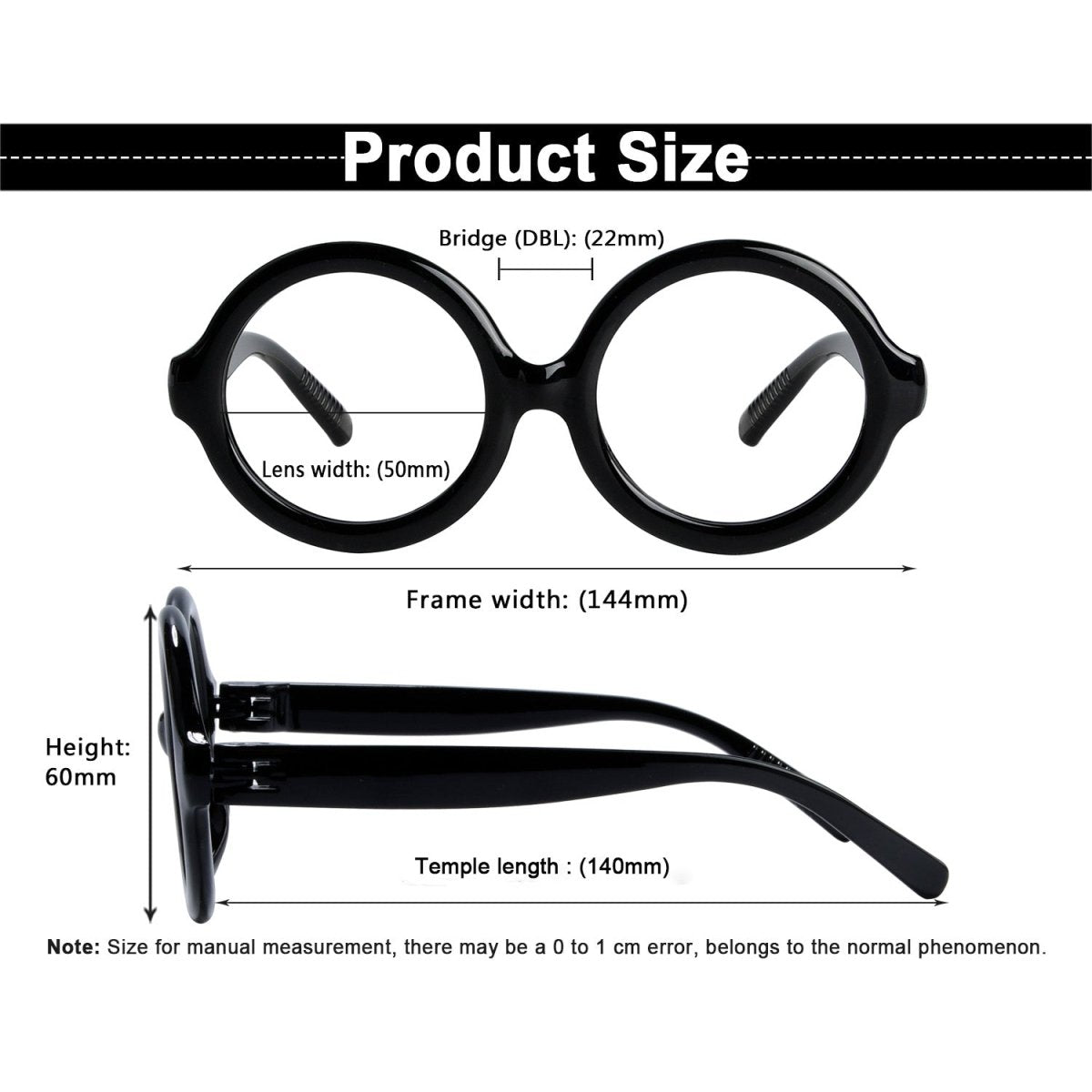 6 Pack Oversized Round Thick Spring Hinge Screwless Metalless Reading Glasses NR2313eyekeeper.com