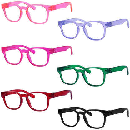 6 Pack Square Screwless Metalless Reading Glasses NR144eyekeeper.com