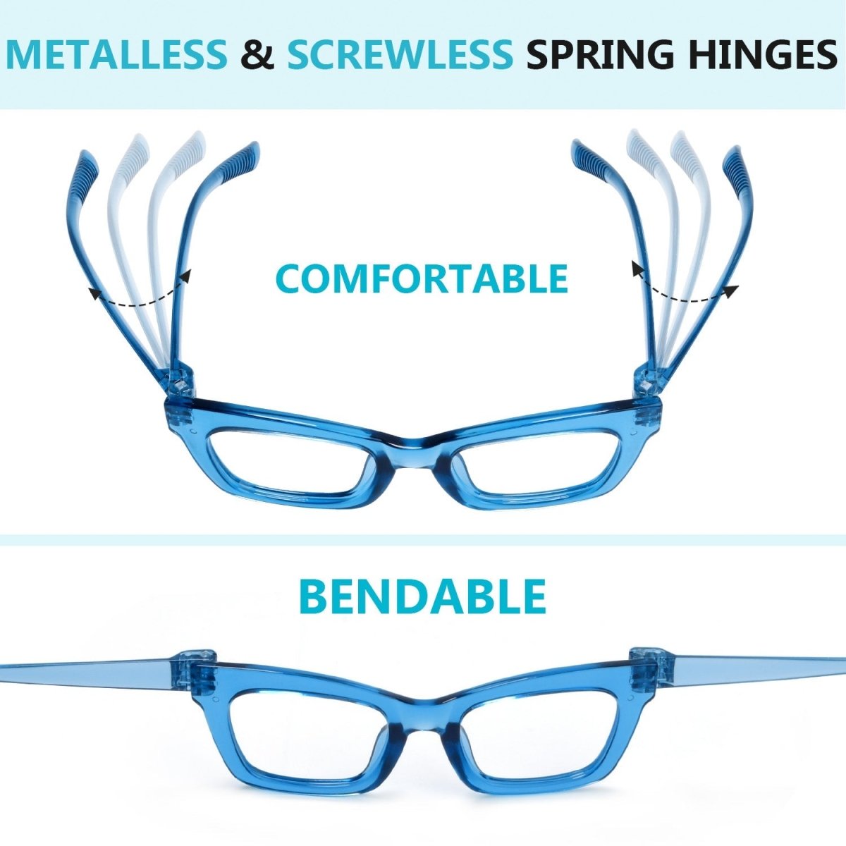 6 Pack Thick Spring Hinge Metalless Screwless Reading Glasses NR2308eyekeeper.com