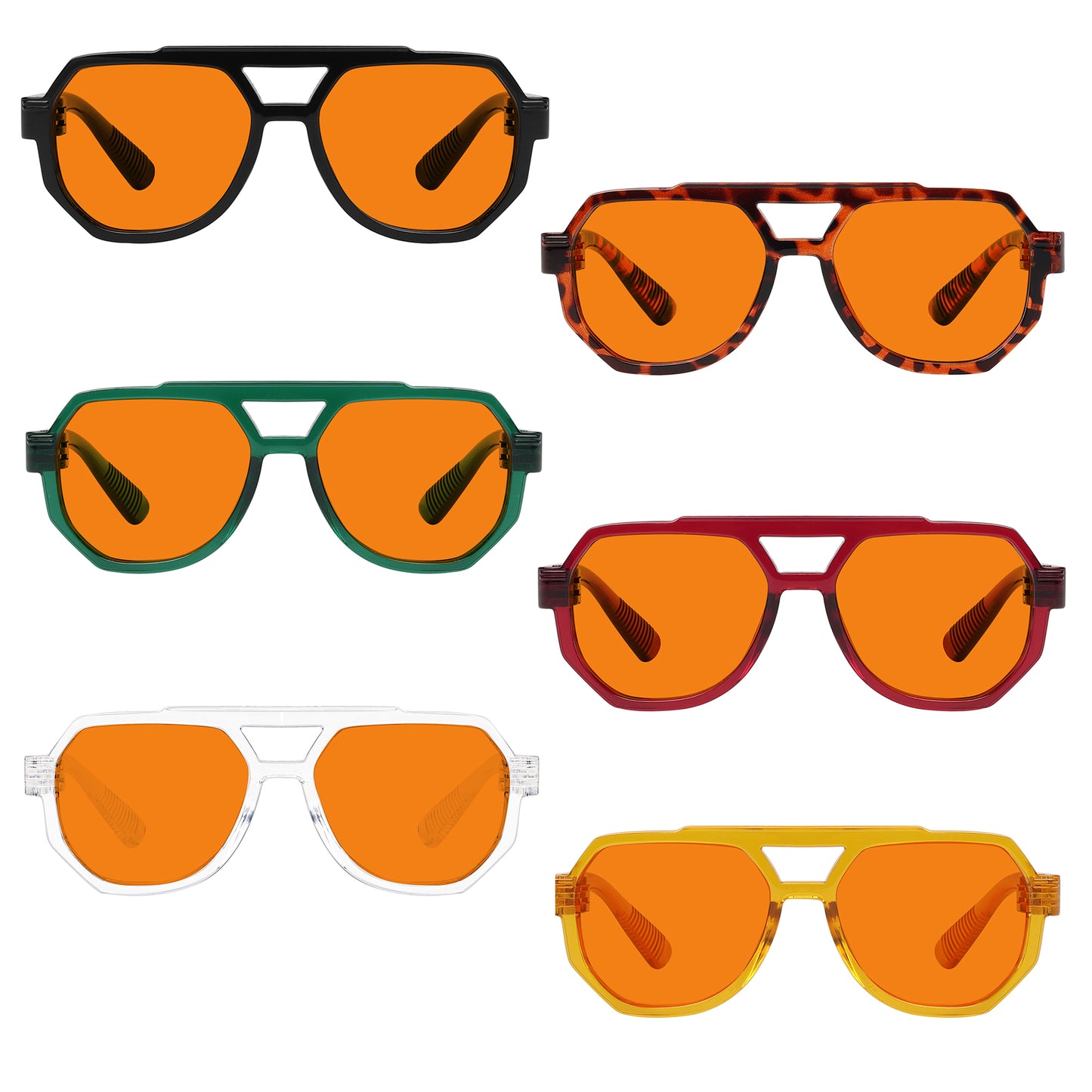 Pack de 6 Gafas Naranja 100% Blue Blocking para Dormir Piloto sin Metal NR2309-B98