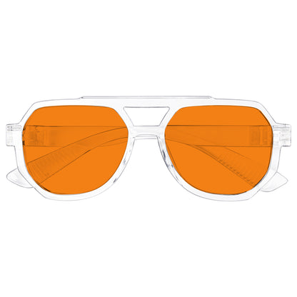 Gafas de piloto sin metal naranja con bloqueo del 100% de la luz azul NR2309-B98