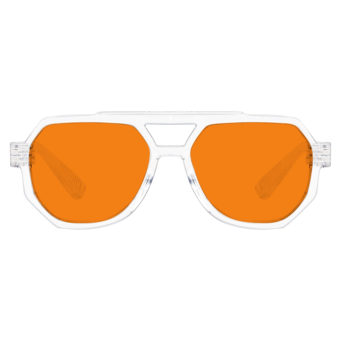 Gafas de piloto sin metal naranja con bloqueo del 100% de la luz azul NR2309-B98