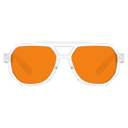 Gafas de piloto sin metal naranja con bloqueo del 100% de la luz azul NR2309-B98