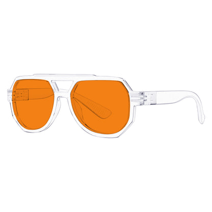 Gafas de piloto sin metal naranja con bloqueo del 100% de la luz azul NR2309-B98